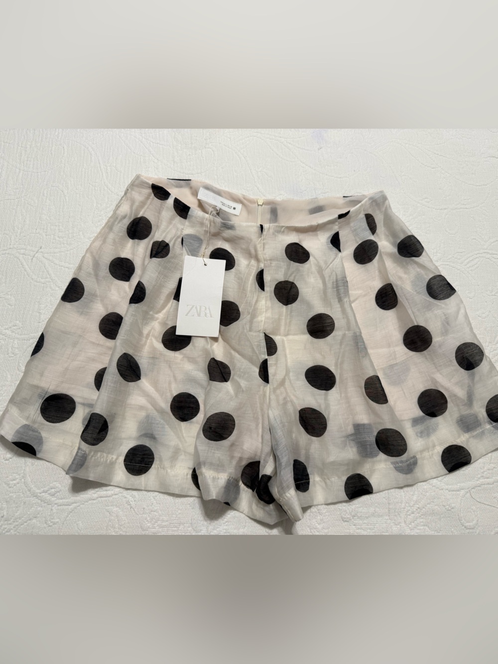 ZARA White Shorts with Black Polka Dots,  pleated! Sold out online!